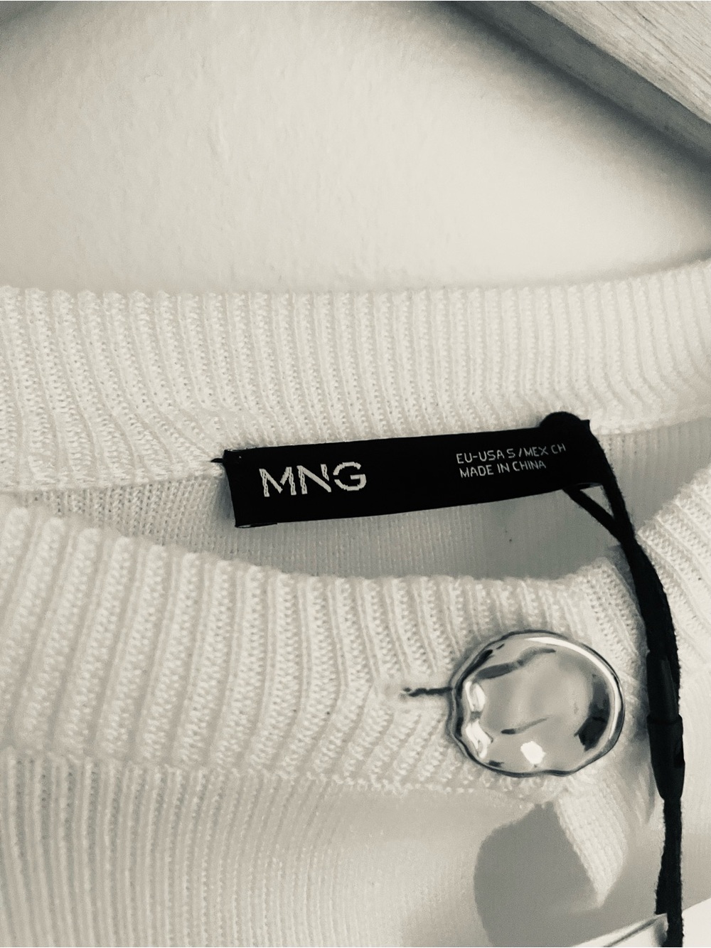 Mango White Ribbed Button-Front Cardigan - Picture 3 of 3